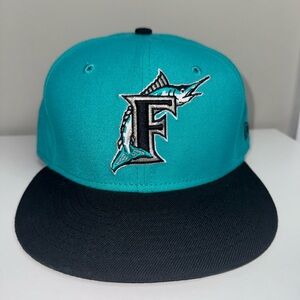 Florida Marlins 59FIFTY Fitted Hat Teal & Black – Size 7 1/4 – New Era
